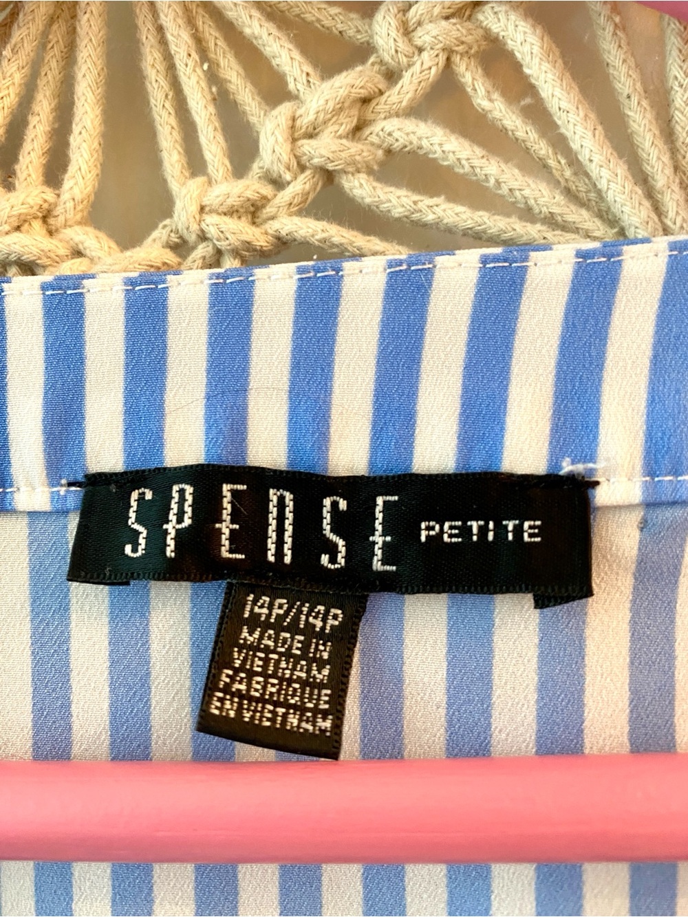 Spense Petite Blue & White Vertical Stripe Tank Top